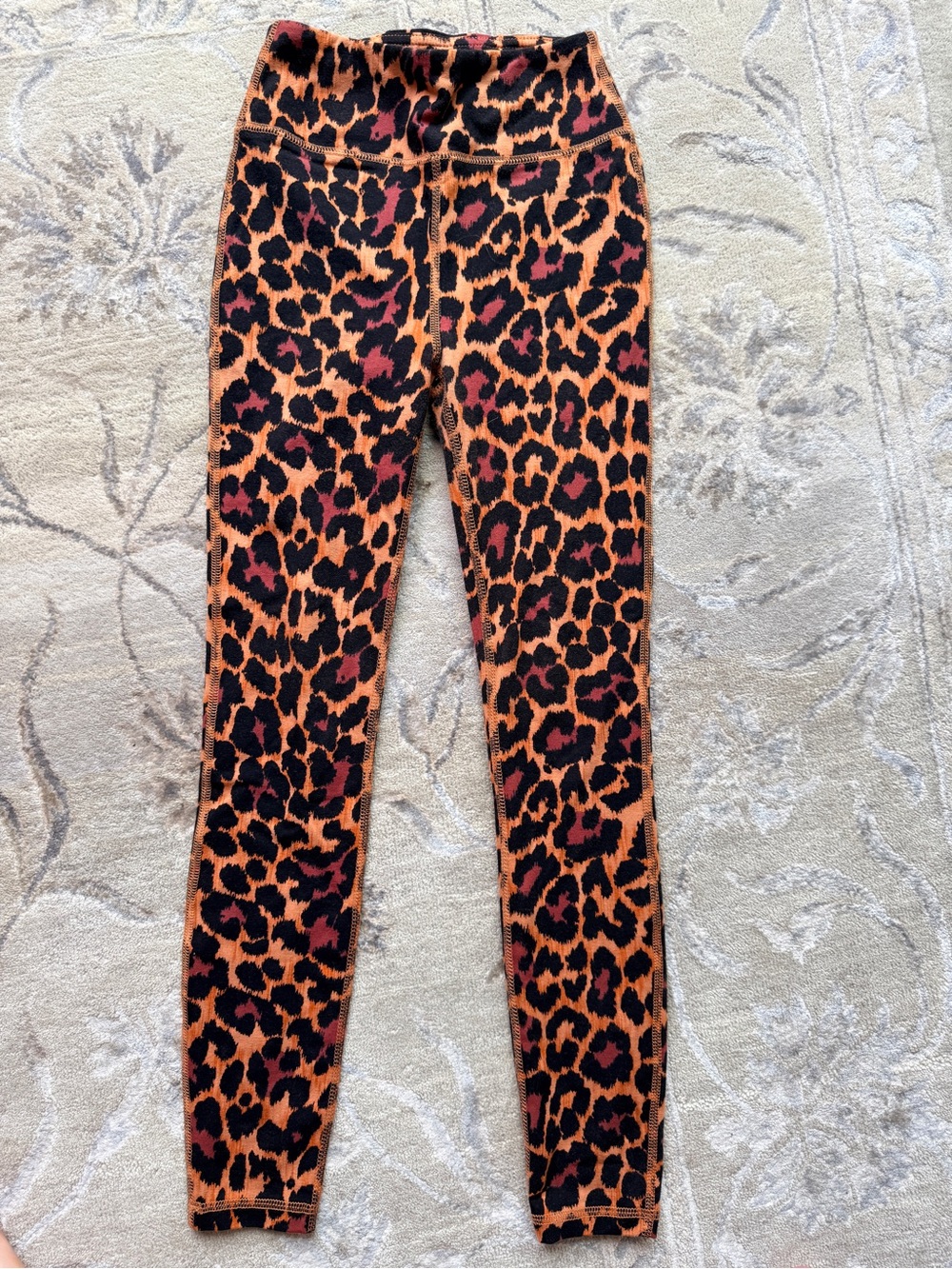Leopard Print Leggings - Orange/Black/Pink